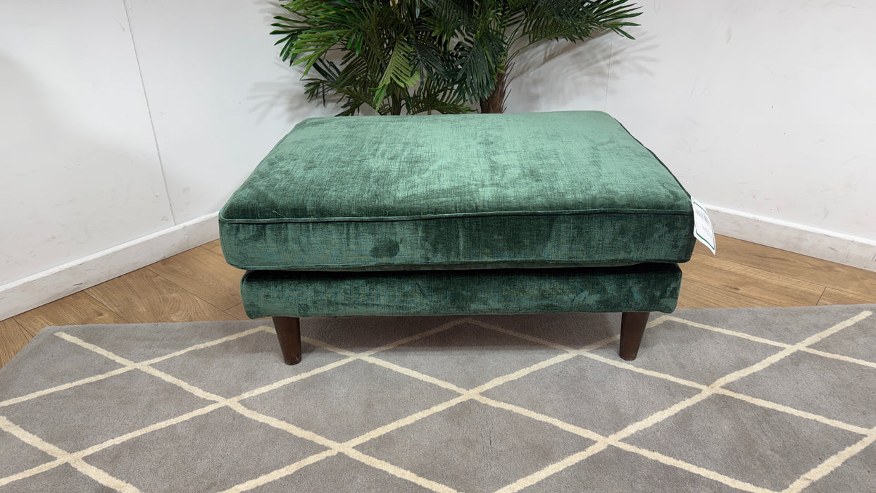 Sofology Cricket Fabric Combi Footstool in Luxe Chenille Forest Green