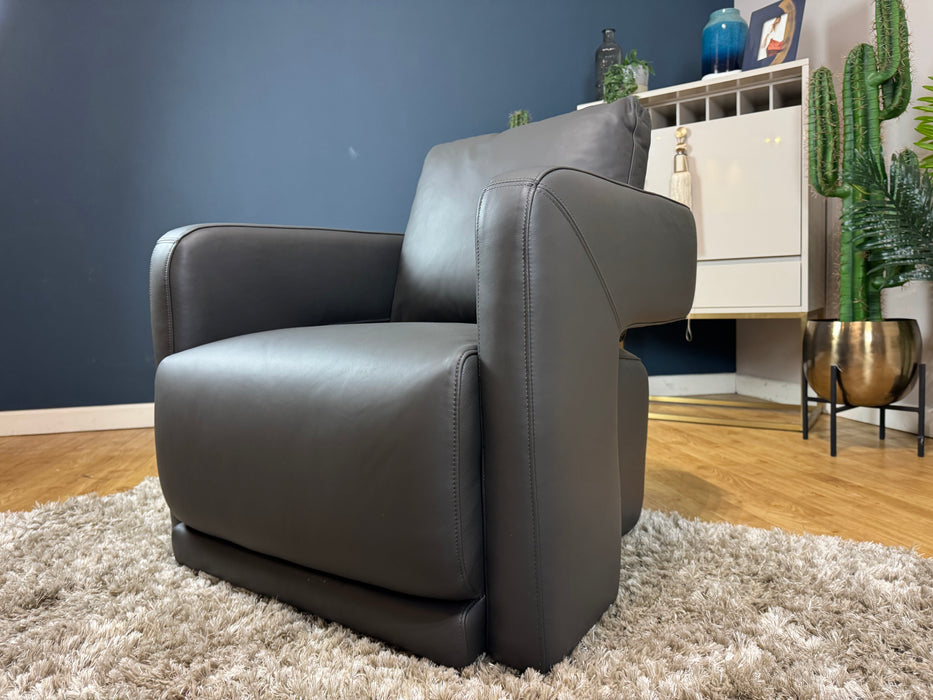 Flex Leather Accent Swivel Chair - Trusty Matt Leather Charcoal (WA2)