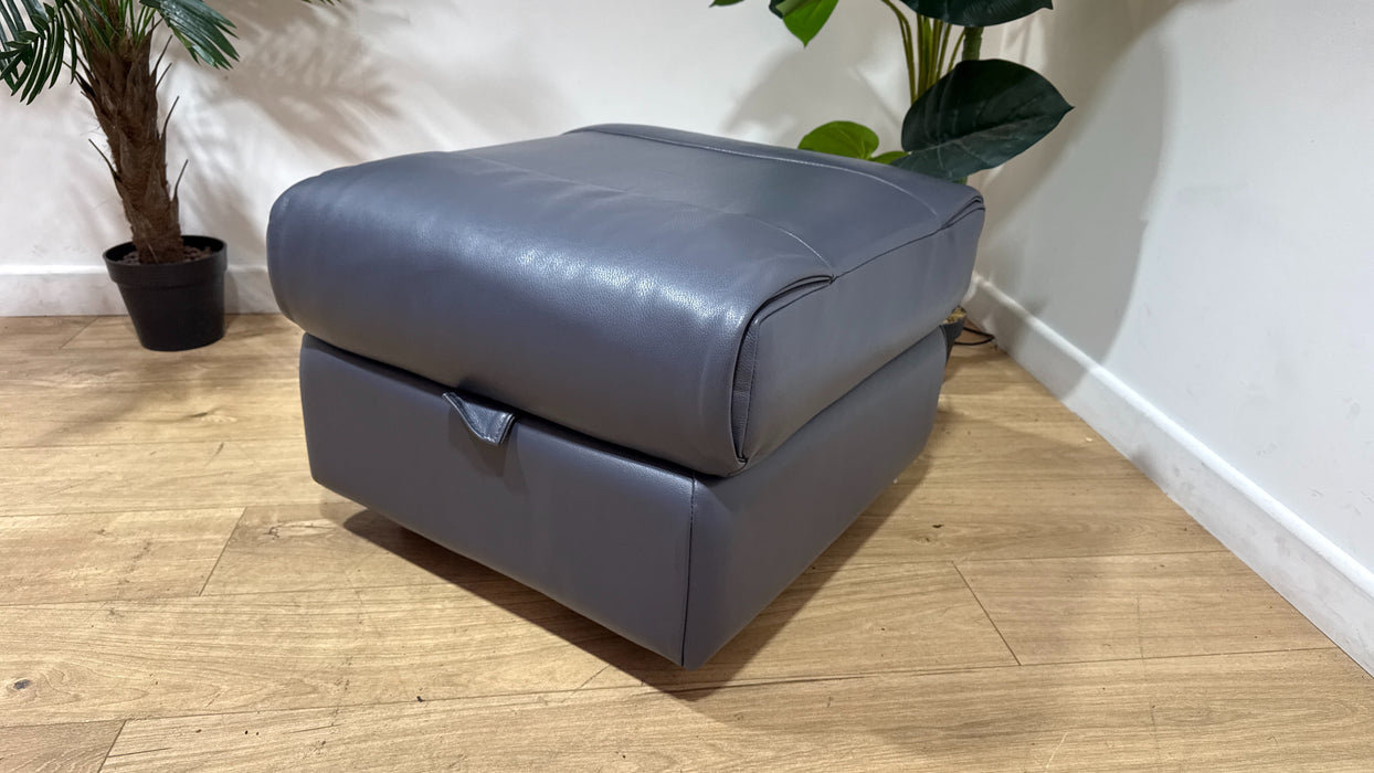 Sofology Majestica Leather Small Storage Footstool in Lavender Grey