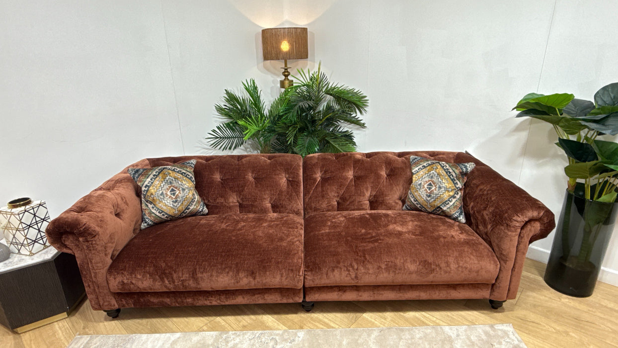 Sofology Kensington Fabric 4 Seater Split in Luxury Chenille Rust Mix