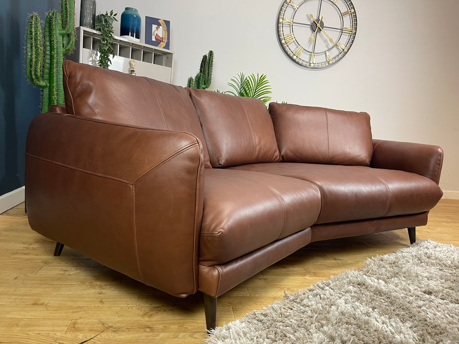 Adler Leather 3 Seater Asymmetric - Soft Leather Brown (WA2)