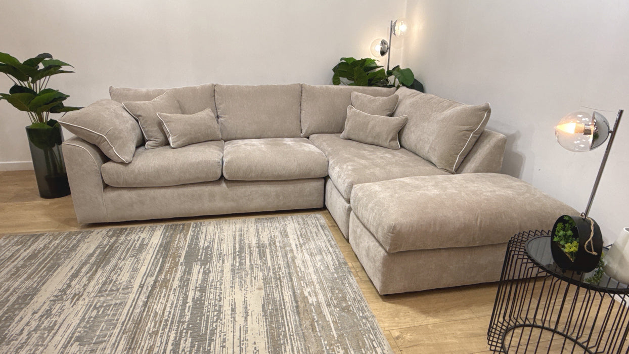 Sofology Georgio 3 Corner 1 Terminal Feather Flex Seats in Lifestyle Plush Chenille Wicker Mix