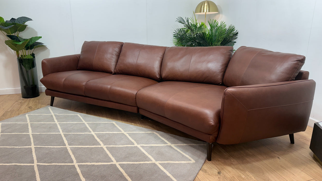 Sofology Adler Leather 4 Seater Asymmetric in Relaxed Soft Brown