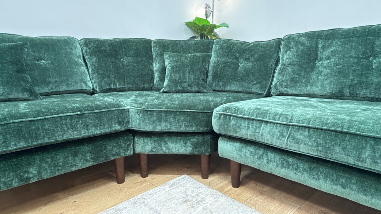 Sofology Cricket Fabric Open End 1 Corner 2 Sofa in Chenille Forest Green