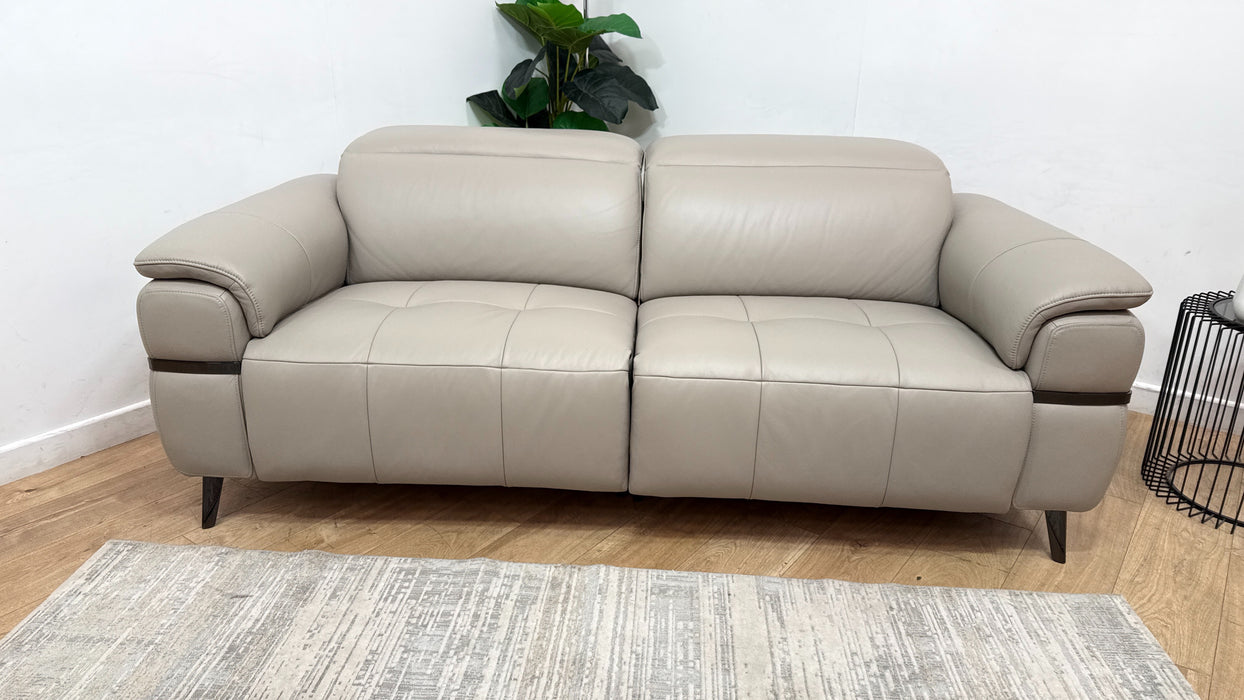 Sofology Milan Leather 2.5 Seater Power Recliner/Headrest in Trusty Embossed Light Grey