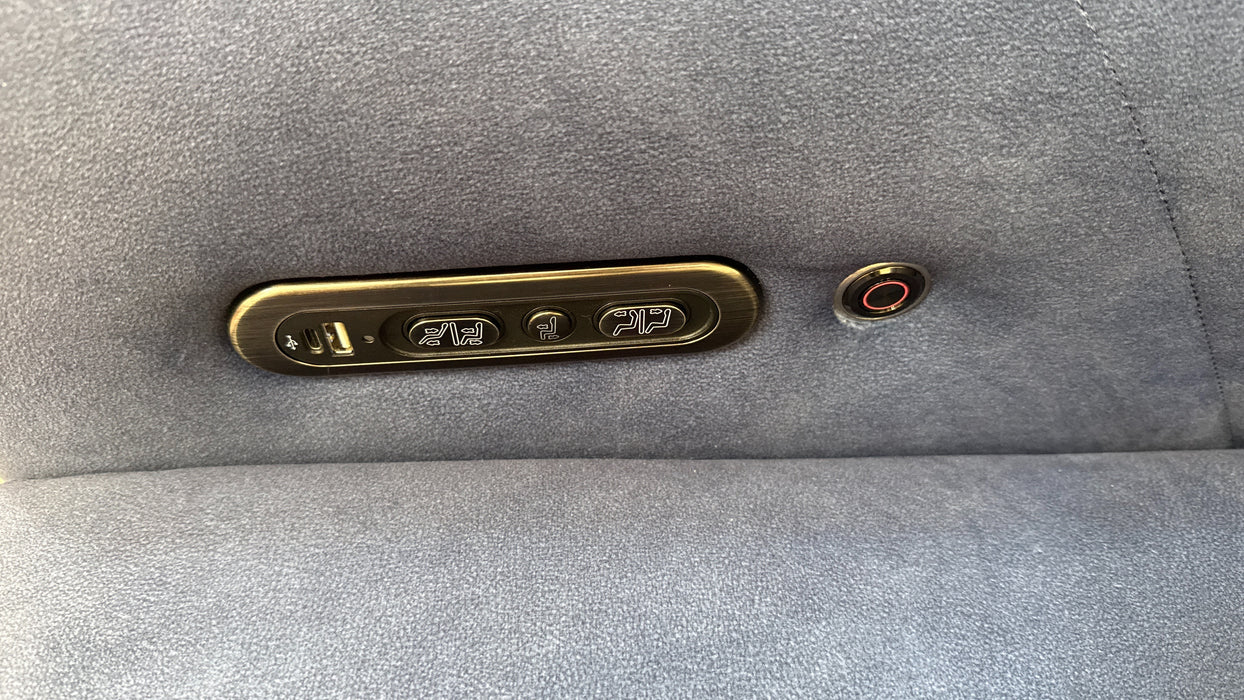 Sofology Allure Fabric 2 Seater Power Recliner/Headrest Heated Seats in Lifestyle Flecked Navy