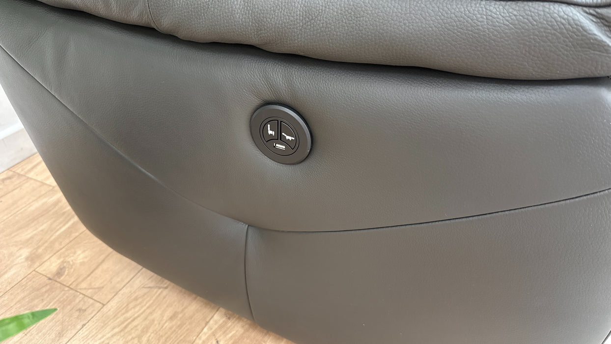 Sofology Albion Leather 1 Corner 2 Power Recliner in Charcoal