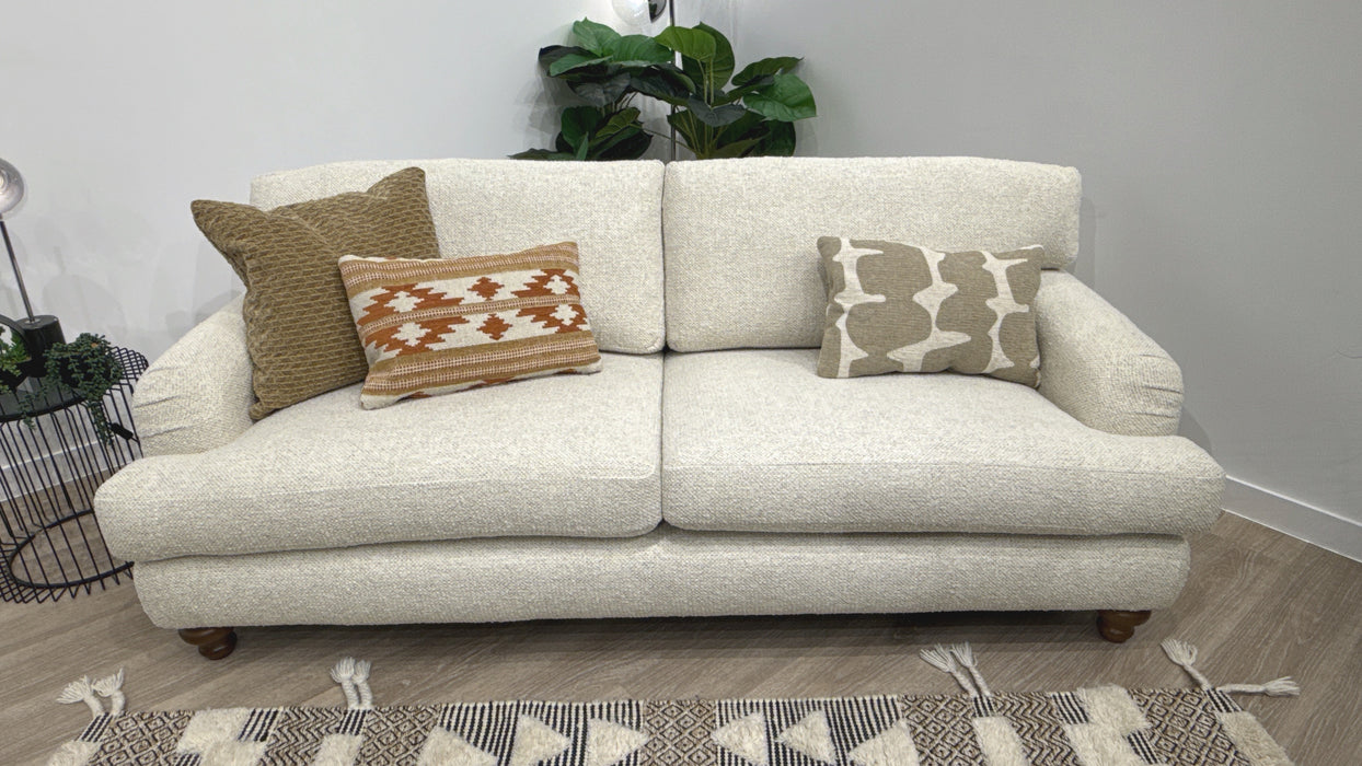 Sofology Hampton Fabric 3 Seater in Chunky Knit Chenille Natural/Burnt Sienna Mix