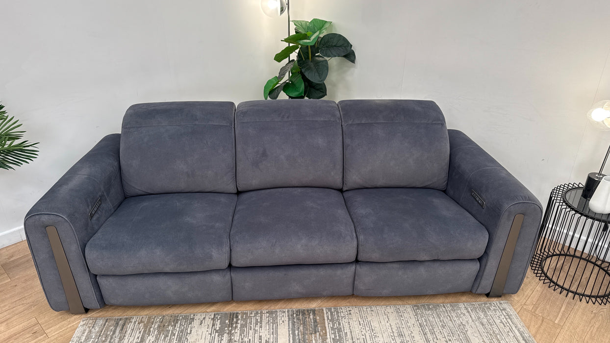 Sofology Kingsbridge Fabric 3 Seater Power Recliner/Headrest in Lifestyle Flecked Charcoal