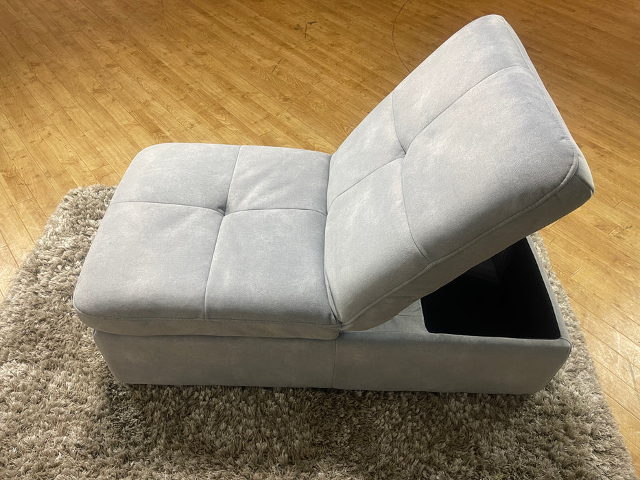 Marvella Dual Storage Footstool - Dexter Silver Fabric (WA2)