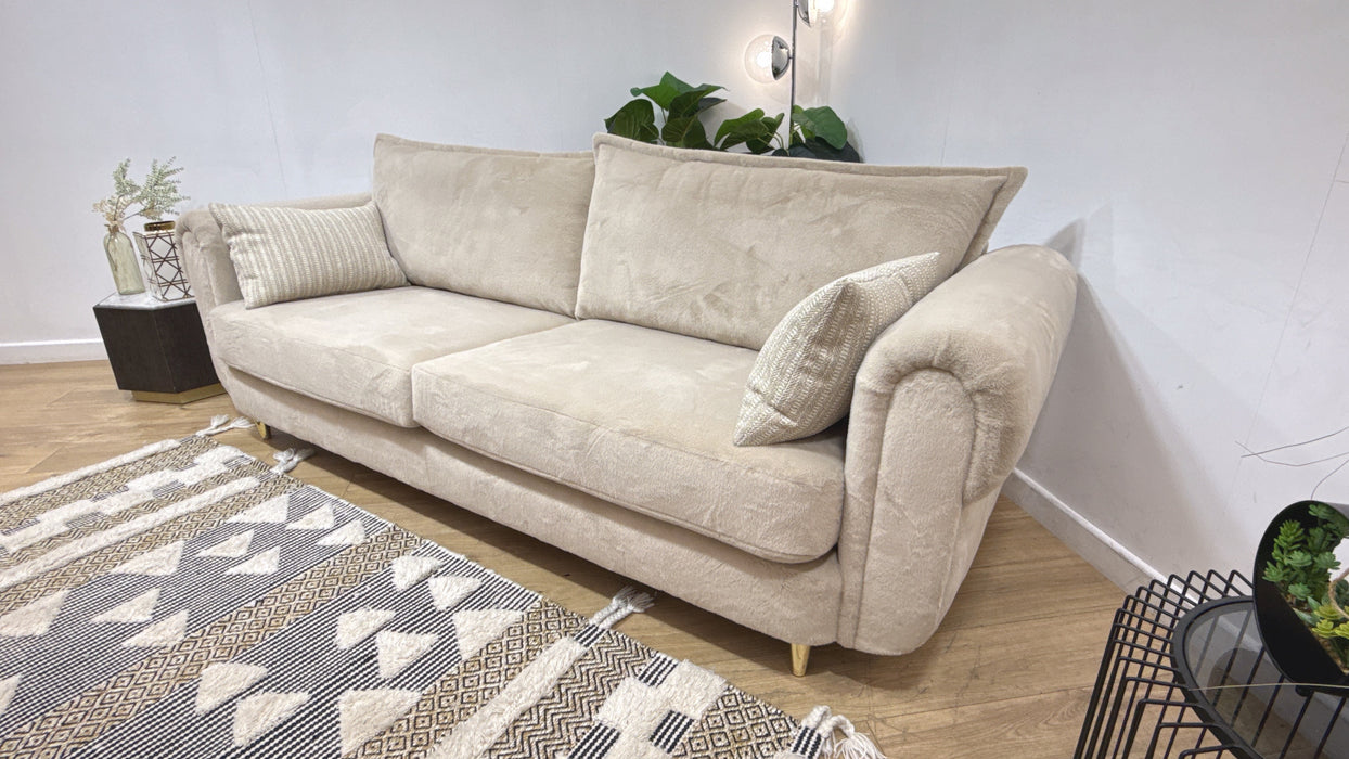 Sofology Chamonix Grande Sofa in Soft Short Pile Faux Fur Natural Mix