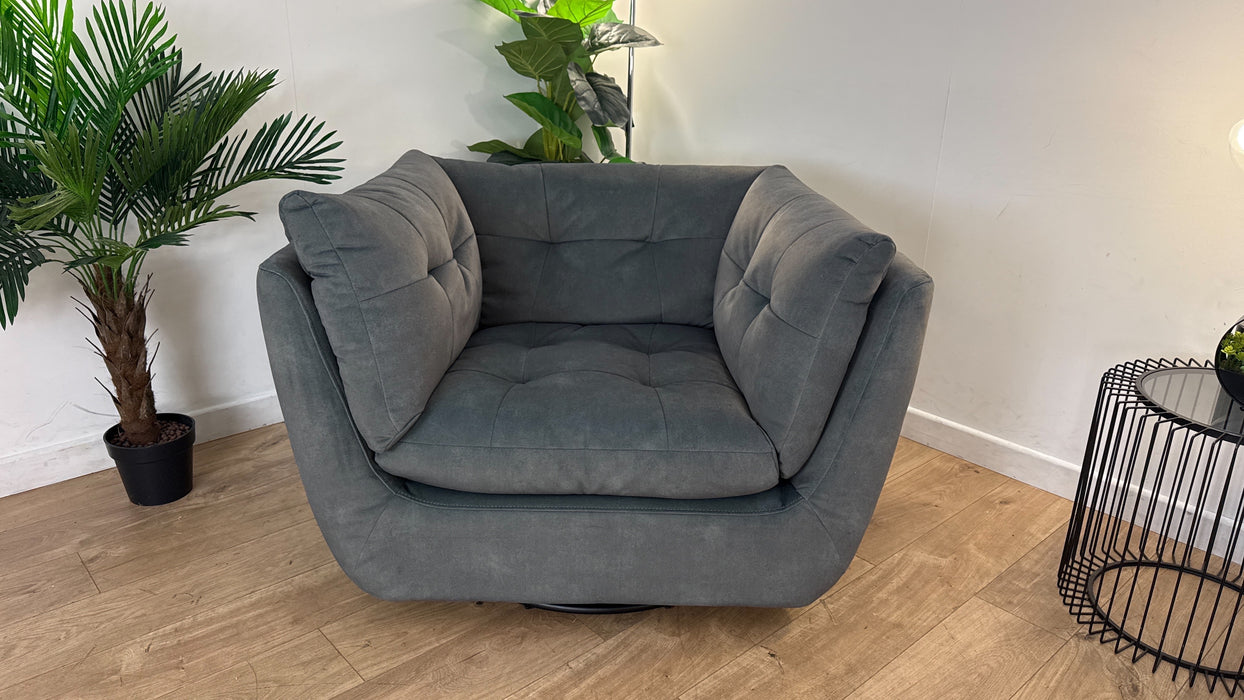 Sofology The Cocoon Fabric Swivel Chair in Mineral Green