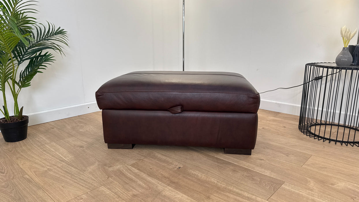 Mazzini Storage Footstool - Leather - Dakota Mid Brown