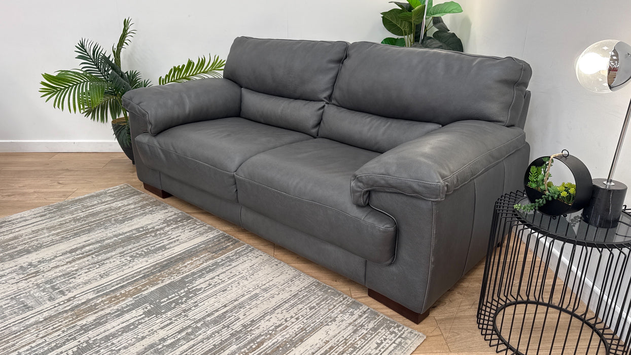 Sofology The Santino 2 Seater Leather Sofa in Apollo Grey