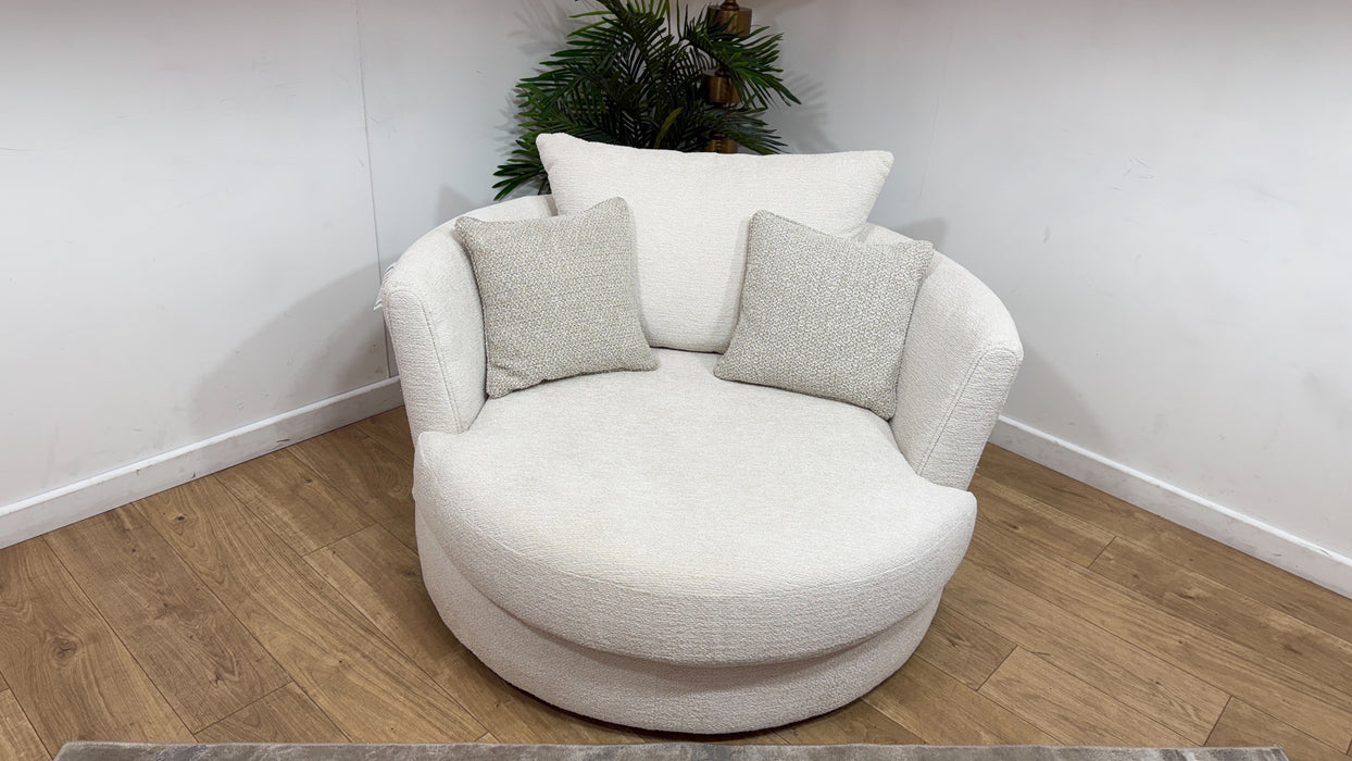 Sofology Westwood Fabric Large Swivel Chair in Soft Boucle Ecru Mix