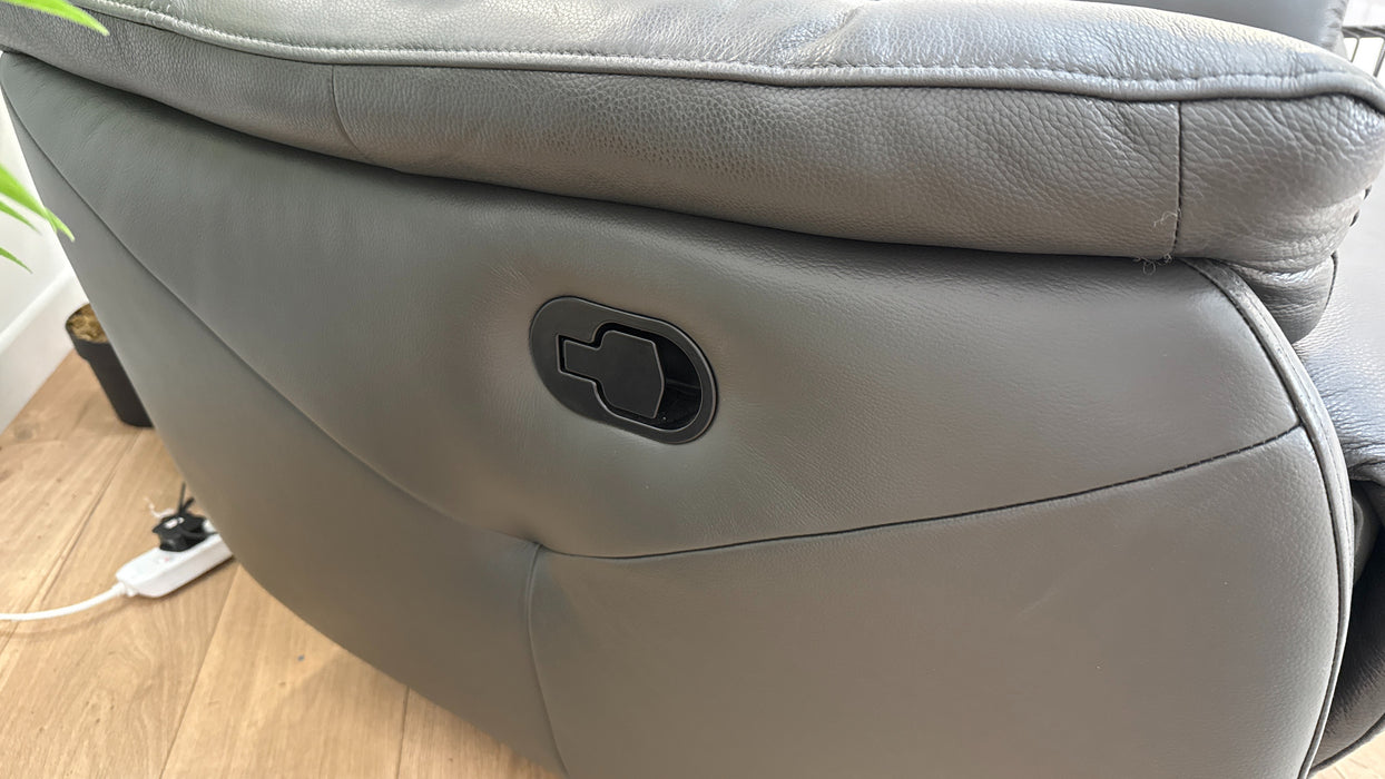 Sofology Albion Leather Chair Manual Recliner in Trusty Sheen Charcoal