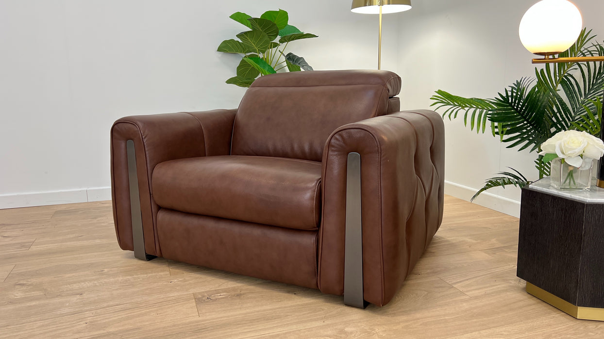 Kingsbridge 1 Seater -Trusty Embossed Leather Chestnut - Power recliner