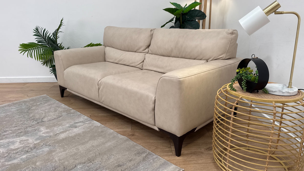 Sofology The Sassari 3 Seater Leather Sofa in Gemini Bone