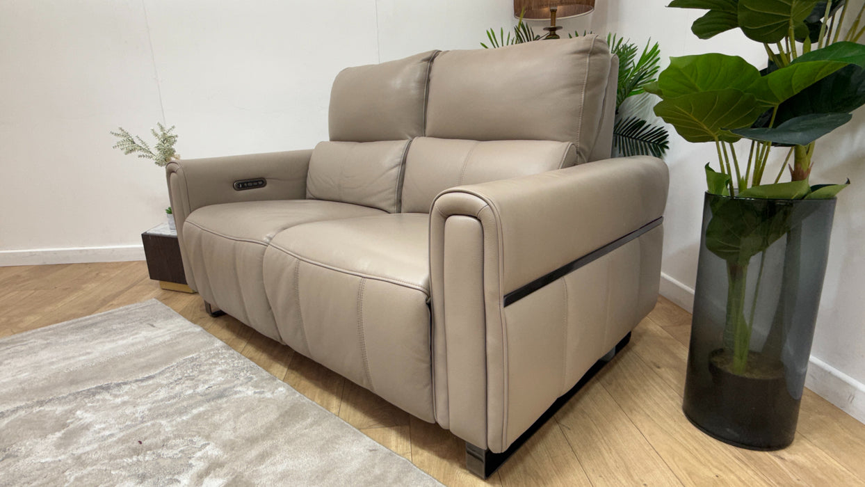 Sofology Ravello Leather 2 Seater Power Recliner/Headrest Lumbar in Trusty Embossed Stone