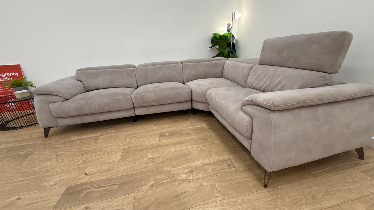 Caldo Corner Sofa - Leather Recliner - Dark Grey