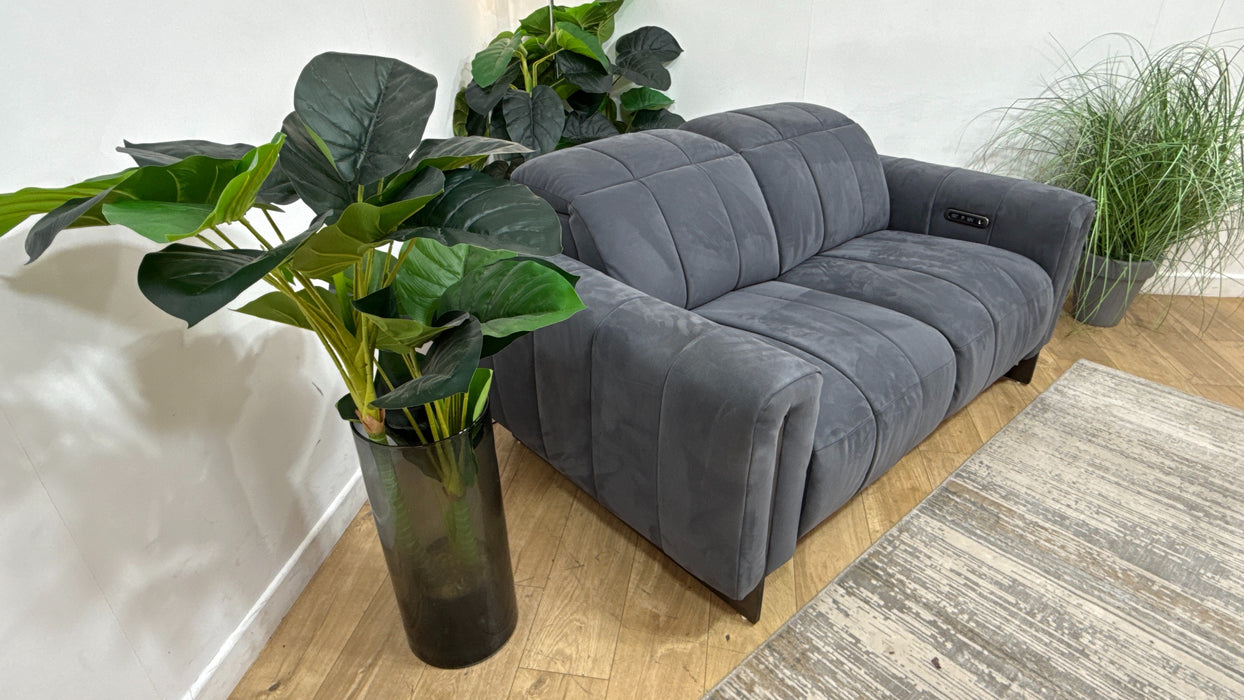 Sofology Paramount Fabric 2 Seater Power Recliner/Headrest Speakers in Lifestyle Nubuck Feel Charcoal