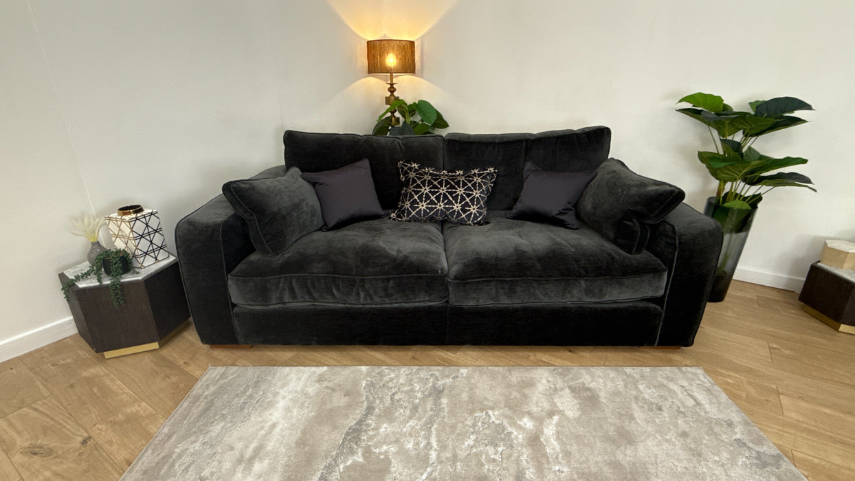 Sofology Cavalli 3 Seater Fabric Sofa in Deluxe Chenille Slate