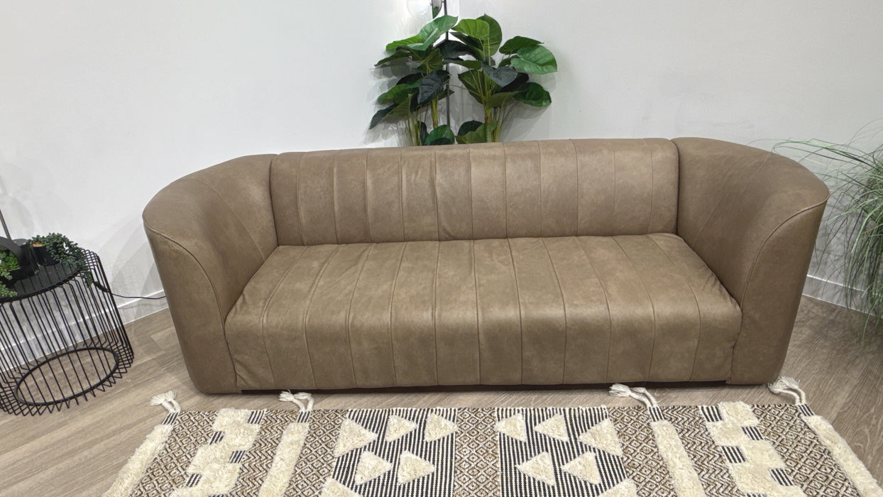Sofology 4 Seater Leather Sofa in Relaxed Natural