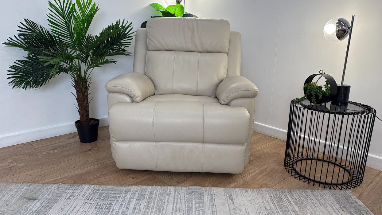Sofology Gracie Leather Chair Manual Recliner in Trusty Sheen Bone China