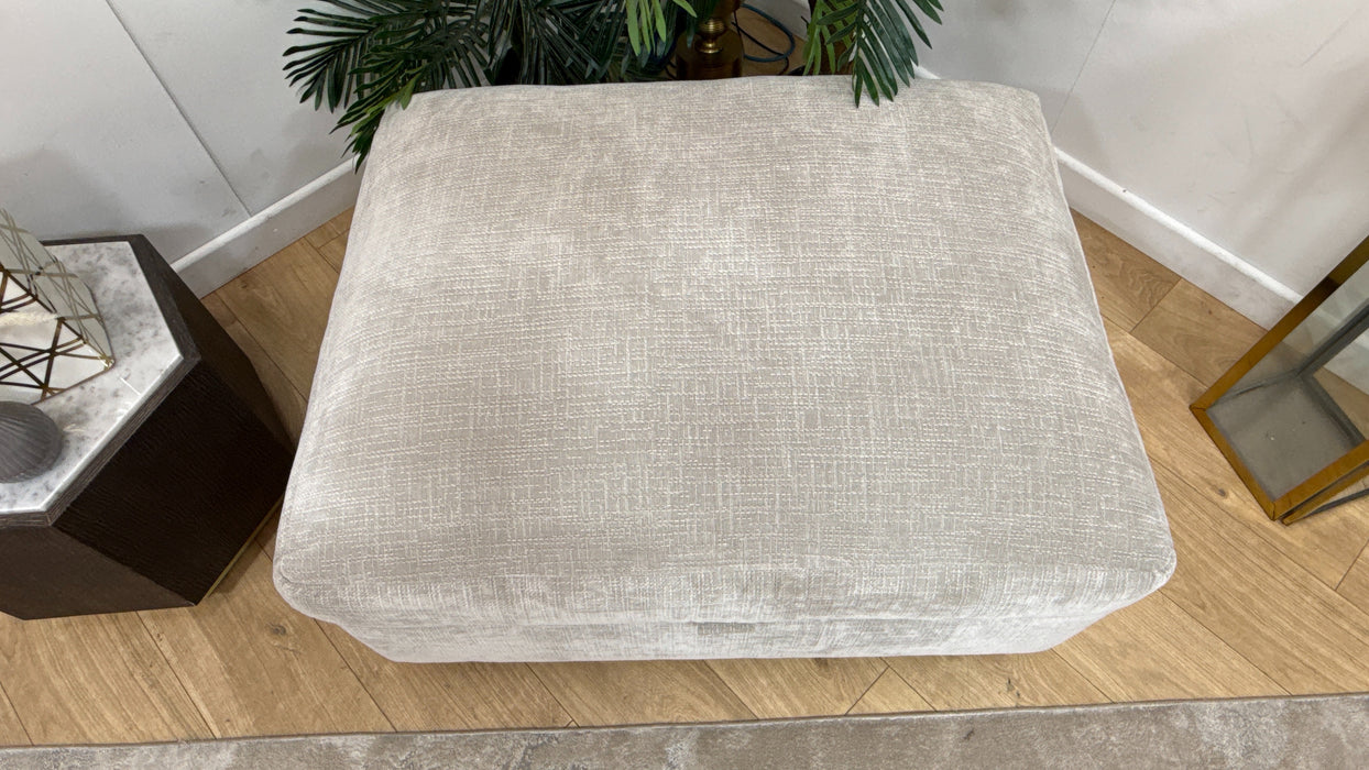 Sofology Moderna Fabric Storage Footstool Extra Flex Interior in Soft Slub Chenille Silver
