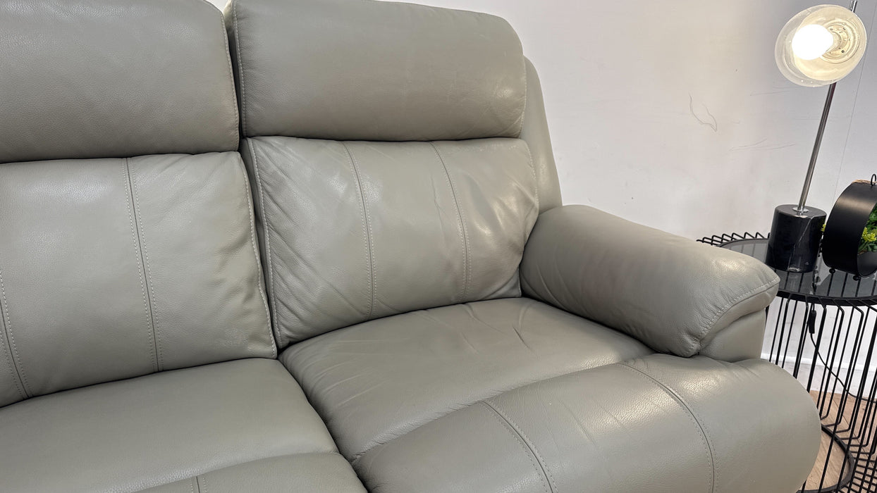 Sofology Gracie Leather 3 Seater Manual Recliner in Trusty Sheen New Club Grey