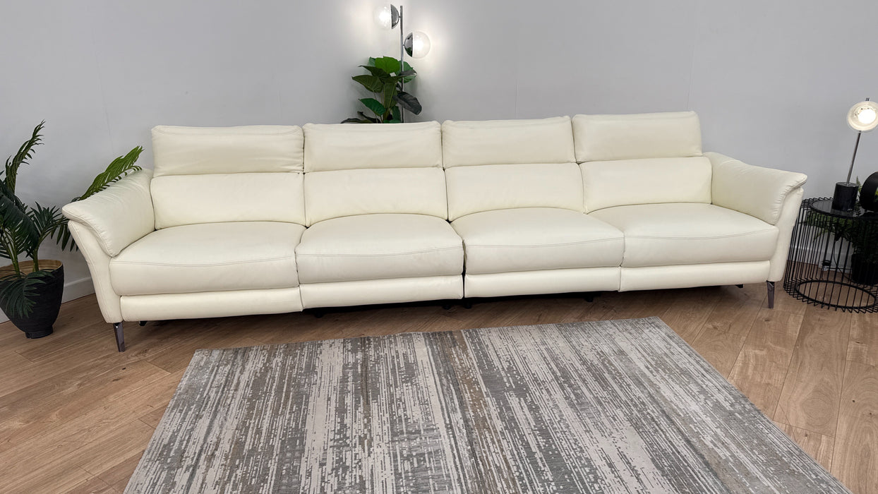 Sofology The Missouri 4 Seater Recliner Sofa in Trusty Sheen Leather White