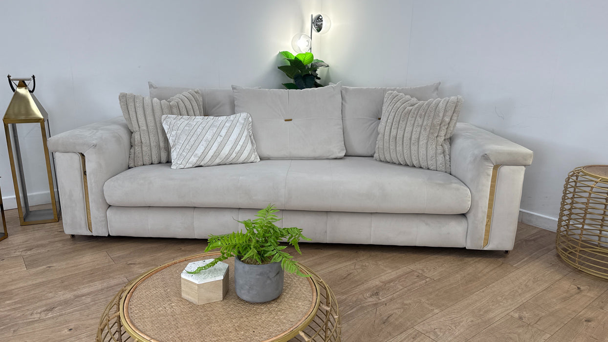 Sofology The Oscar 4 Seater Fabric Sofa in Super Matt Velvet Ecru Mix