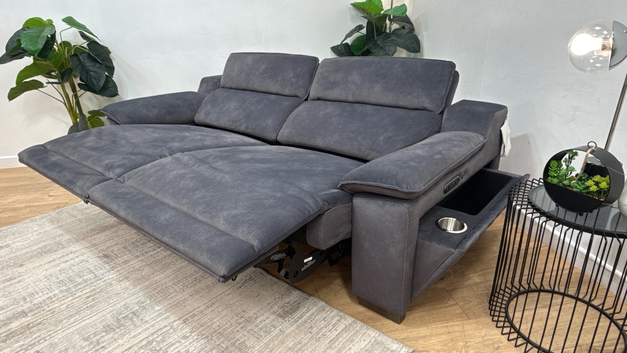 Sofology Benz Fabric 3 Seater Power Recliner/Headrest Heated Seats in Lifestyle Flecked Charcoal