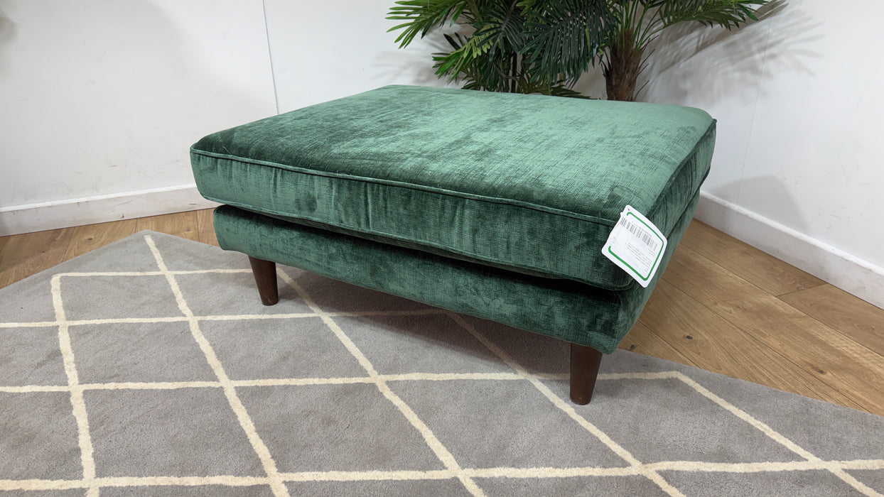 Sofology Cricket Fabric Combi Footstool in Luxe Chenille Forest Green