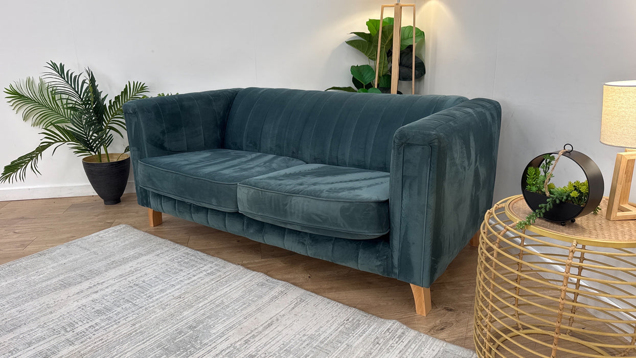 Sofology Fluted Isla Fabric 2 Seater in Velluto Azure