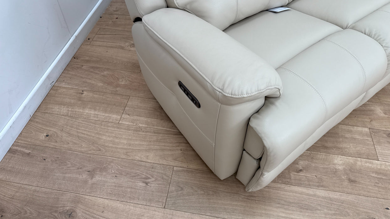 Sofology Gracie Leather 2 Seater Power Recliner/Headrest in Trusty Sheen Bone China