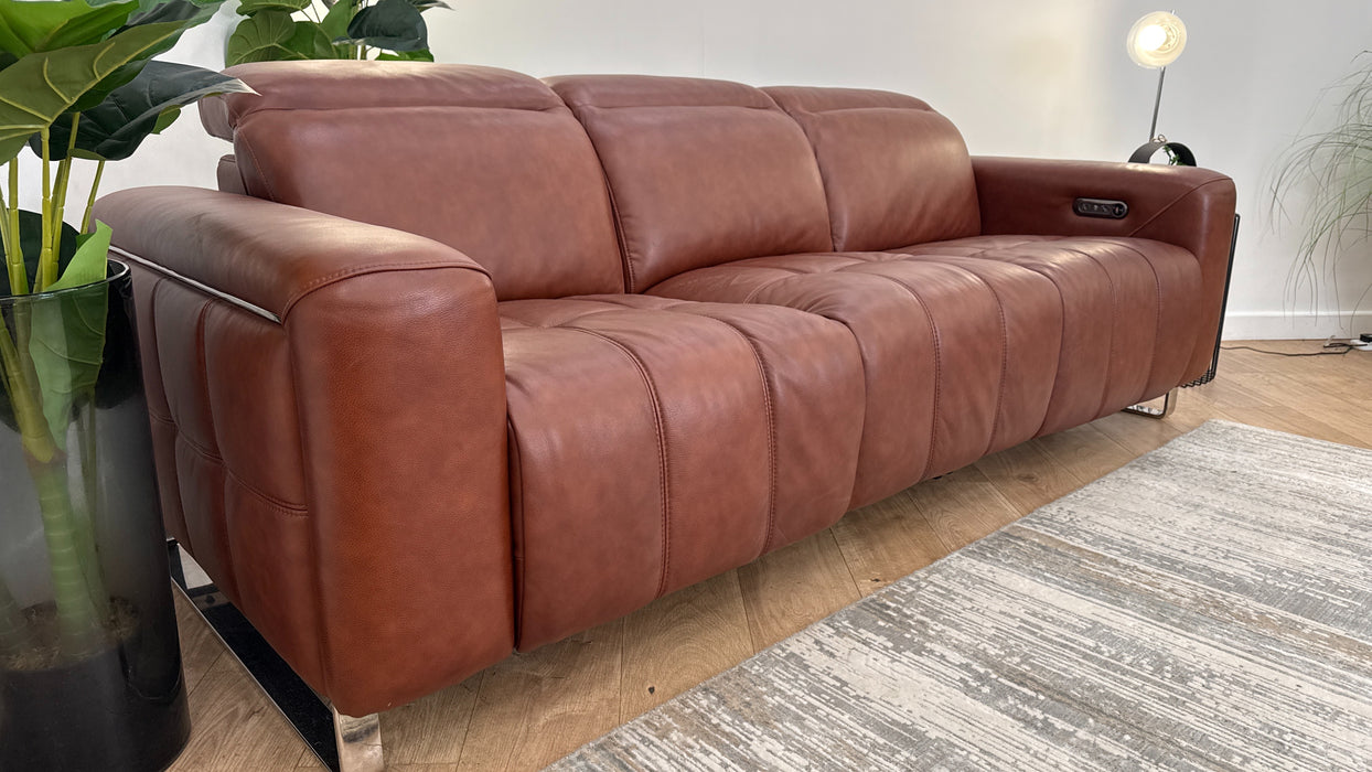 Sofology Marvella Leather 3 Power Recliner in Trusty Sheen Butterscotch