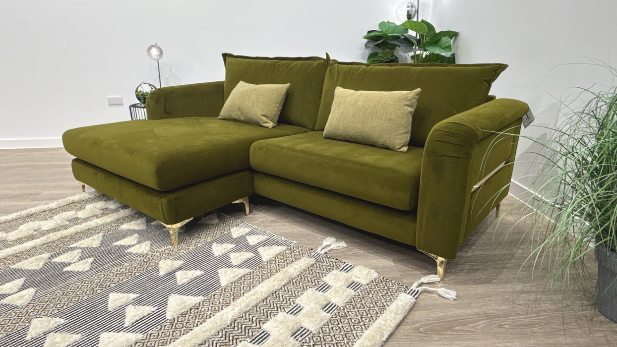 Sofology Eastwood Grande Chaise Fabric Sofa in Moss Velvet