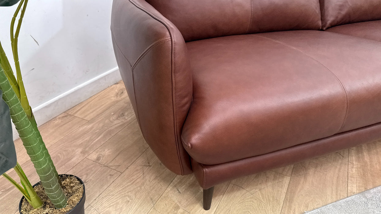 Sofology Adler Leather 3 Seater in Relaxed Soft Brown