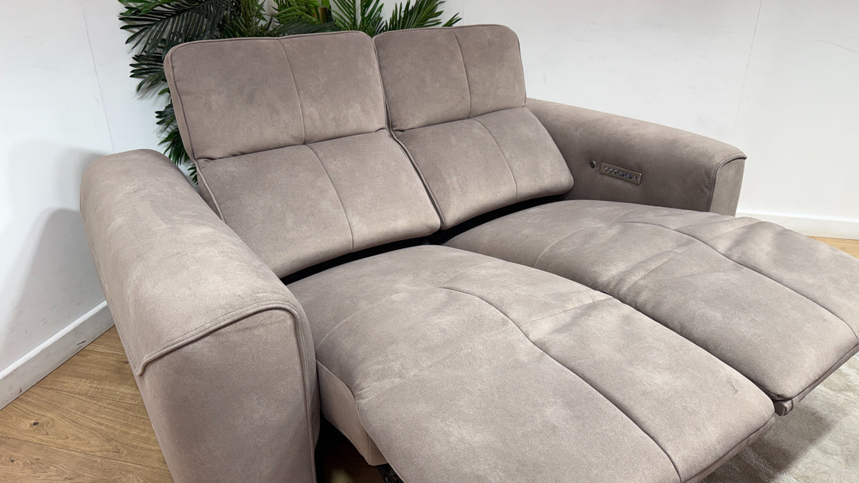 Sofology Riviera Fabric 2 Seater Power Recliner/Headrest Heated Seats in Lifestyle Flecked Nutmeg