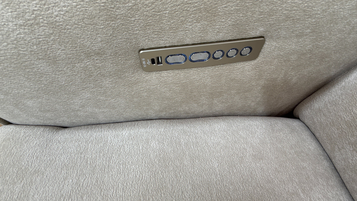 Sofology Horizon Fabric 2.5 Seater Power Recliner/Headrest in Textured Chenille Stone