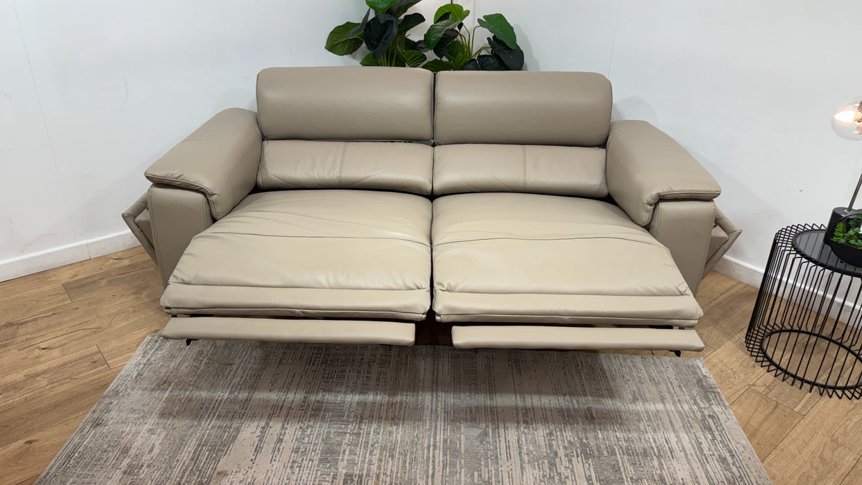 Sofology Fratelli Leather 2.5 Seater Power Recliner/Headrest in Trusty Embossed Stone