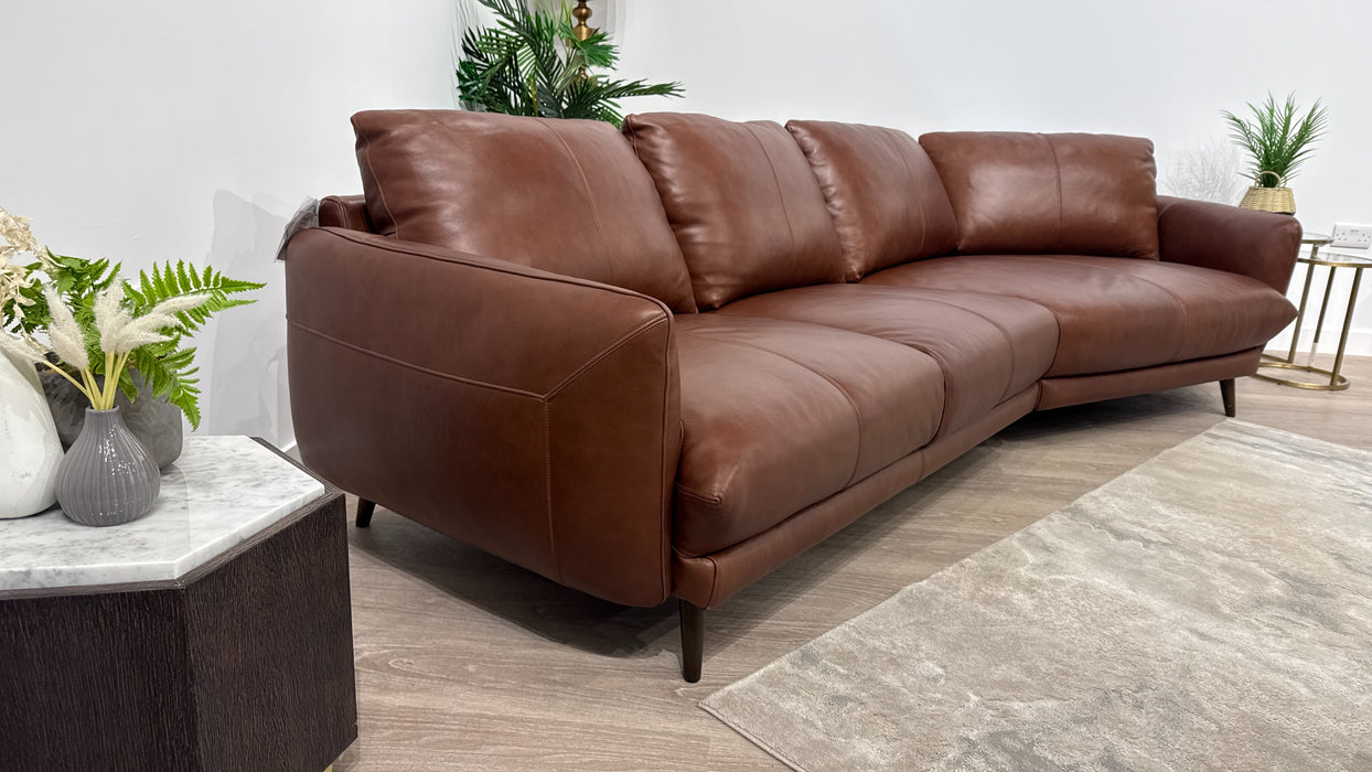 Sofology Adler Leather 4 Seater Asymmetric in Relaxed Soft Brown