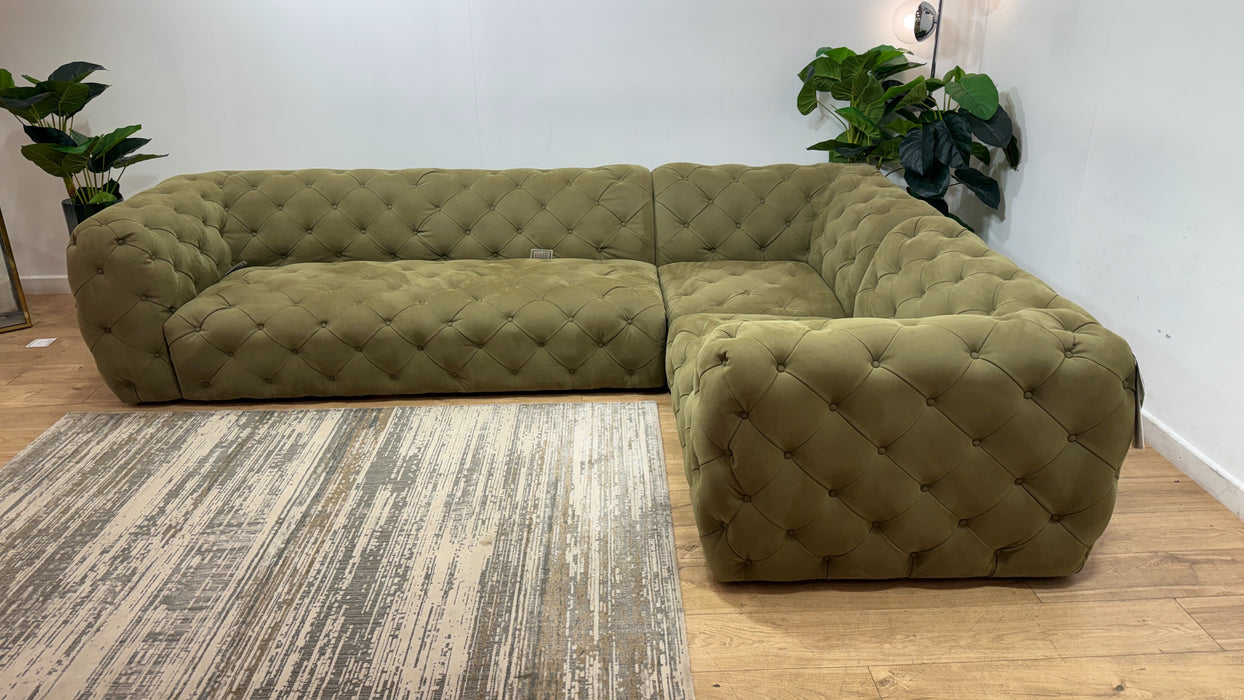 Sofology Venezia Fabric 3 Corner 1.5 in Lifestyle Nubuck Feel Moss