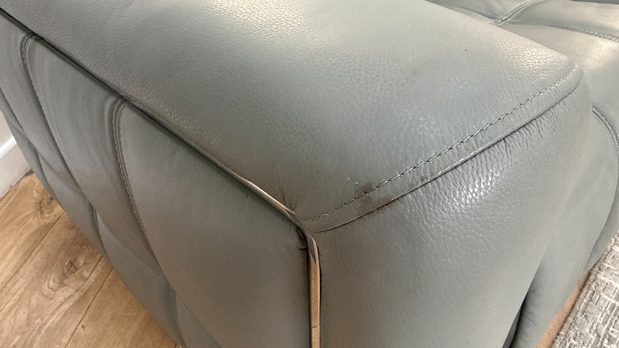 Sofology Marvella Leather 2 Seater Power Recliner/Headrest in Trusty Sheen Granite Teal