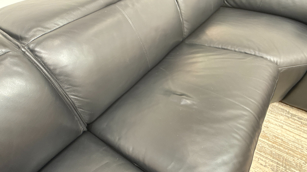 Sofology Premiere Leather 3 Corner 1.5 Power Recliner/Headrest in Trusty Embossed Jet Black