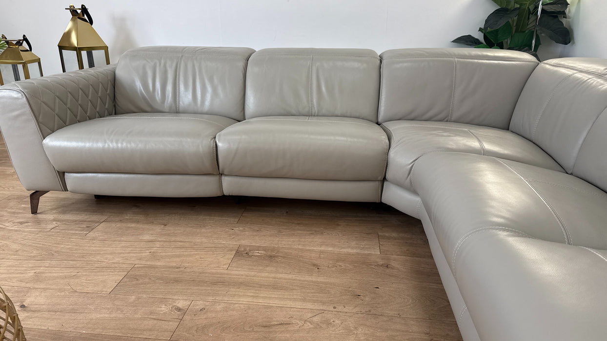 Sofology The Tolouse Leather Corner in Trusy Sheen Cloud Grey