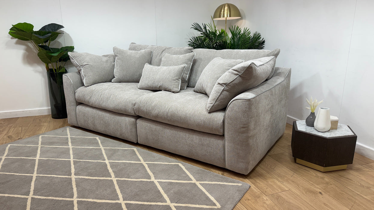 Sofology Georgio Fabric 4 Seater Split Feather Flex Seats in Lifestyle Plush Chenille Stone Mix