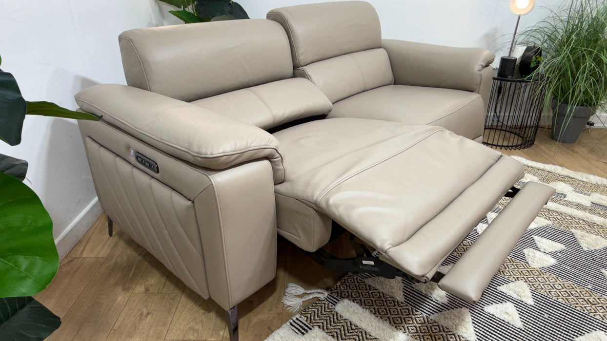 Sofology Fratelli Leather 2.5 Seater Power Recliner/Headrest in Trusty Embossed Stone