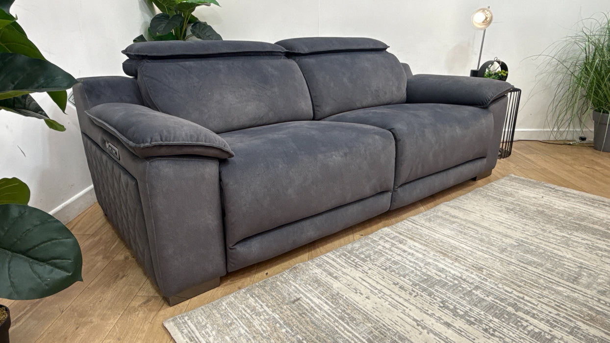Sofology Benz Fabric 3 Seater Power Recliner/Headrest Heated Seats in Lifestyle Flecked Charcoal